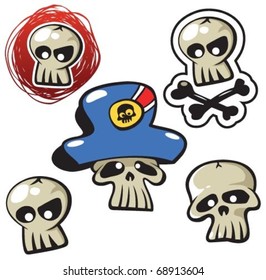 cartoon funny pirate skull icon