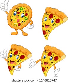 Cartoon funny pizza collection set