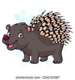 Cartoon funny porcupine cartoon isolated on white background