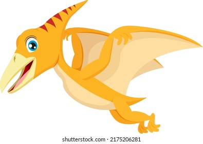 Cartoon Funny Pterodactyl Dinosaur Flying