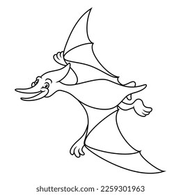 Cartoon funny pterodactyl on white background