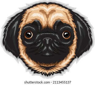 Cartoon funny pug dog head mascot