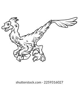 Cartoon funny Pyroraptor isolated on white background