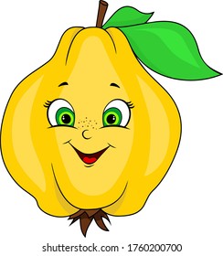 cartoon funny quince in vector