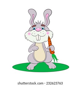 Cartoon funny rabbit with carrot. 