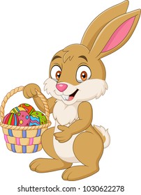 Cartoon funny rabbit holding Easter basket