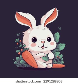 Cartoon funny rabbit mascot vector illustration character concept animal icon isolated