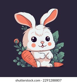 Cartoon funny rabbit mascot vector illustration character concept animal icon isolated