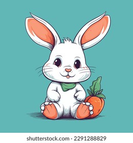 Cartoon funny rabbit mascot vector illustration character concept animal icon isolated