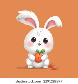 Cartoon funny rabbit mascot vector illustration character concept animal icon isolated