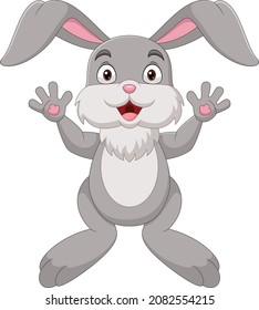 Cartoon funny rabbit on white background