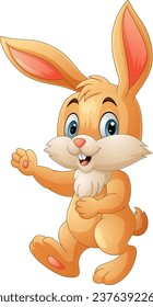 Cartoon funny rabbit on white background