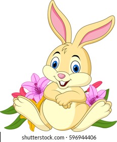 Cartoon funny rabbit sitting