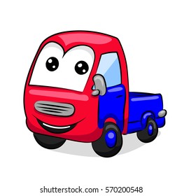 cartoon funny red and blue tipper with eyes