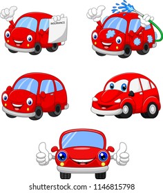 Cartoon funny red cars collection