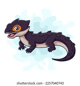 Cartoon funny red eye crocodile skink isolated on white background