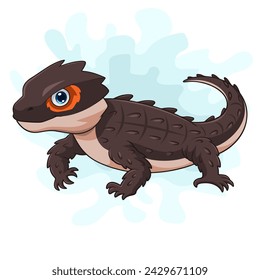 Cartoon funny red eye crocodile skink isolated on white background