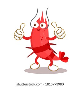 Cartoon funny  red shrimp vector	