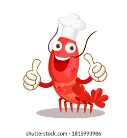 Cartoon funny  red shrimp vector	