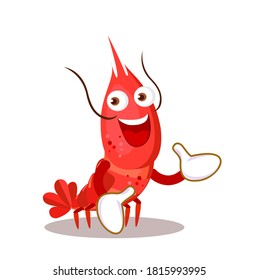 Cartoon funny  red shrimp vector	