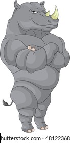 Cartoon funny rhino posing