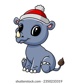 Cartoon funny rhino is sitting