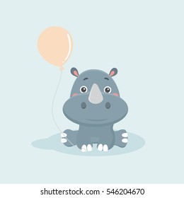 Cartoon funny rhinoceros.