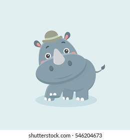 Cartoon funny rhinoceros.