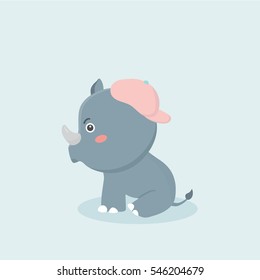 Cartoon funny rhinoceros.