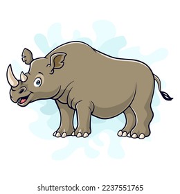Cartoon funny rhinoceros isolated on white background