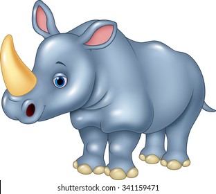 Cartoon funny rhinoceros Isolated on white background