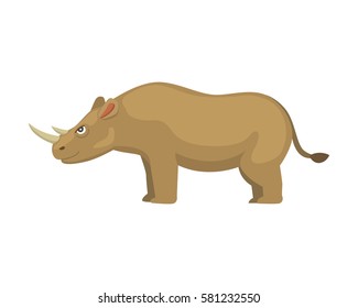 Cartoon funny rhinoceros Isolated on white background