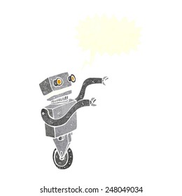 cartoon funny robot with speech bubble