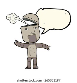 cartoon funny robot with speech bubble