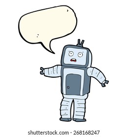 cartoon funny robot with speech bubble