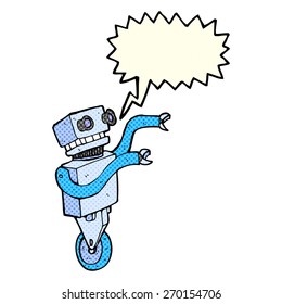 robot gracioso de dibujos animados con burbuja de habla