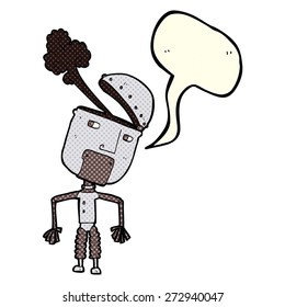 cartoon funny robot with speech bubble