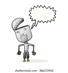 robot gracioso de dibujos animados con burbuja de habla