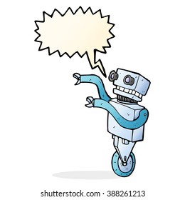 robot gracioso de dibujos animados con burbuja de habla