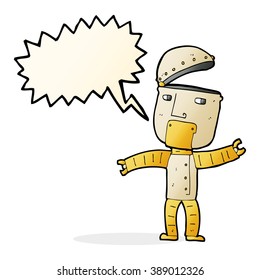 cartoon funny robot with speech bubble