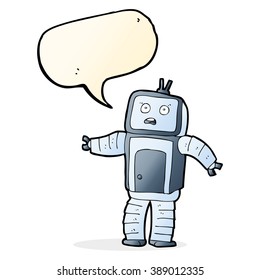 Cartoon-lustiger Roboter mit Sprachblase