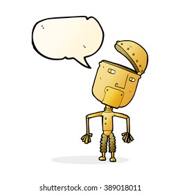 cartoon funny robot with speech bubble