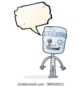 robot gracioso de dibujos animados con burbuja de habla