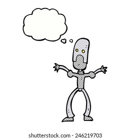 Cartoon-lustiger Roboter mit Gedankenblase