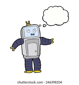 Cartoon-lustiger Roboter mit Gedankenblase