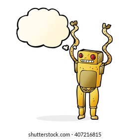 Cartoon-lustiger Roboter mit Gedankenblase