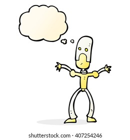 cartoon funny robot with thought bubble
