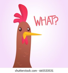 Cartoon funny rooster icon. Vector illustration of a cool rooster head. Great for print, sticker, banner or emblem. Design element. Isolated on white