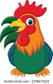 Cartoon Funny Rooster On White Background