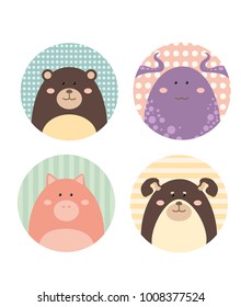Cartoon funny round animals